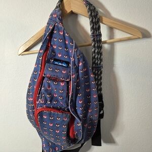 Kavu "fox trot" rope bag Retired Pattern HTF denim Sling Crossbody Backpack